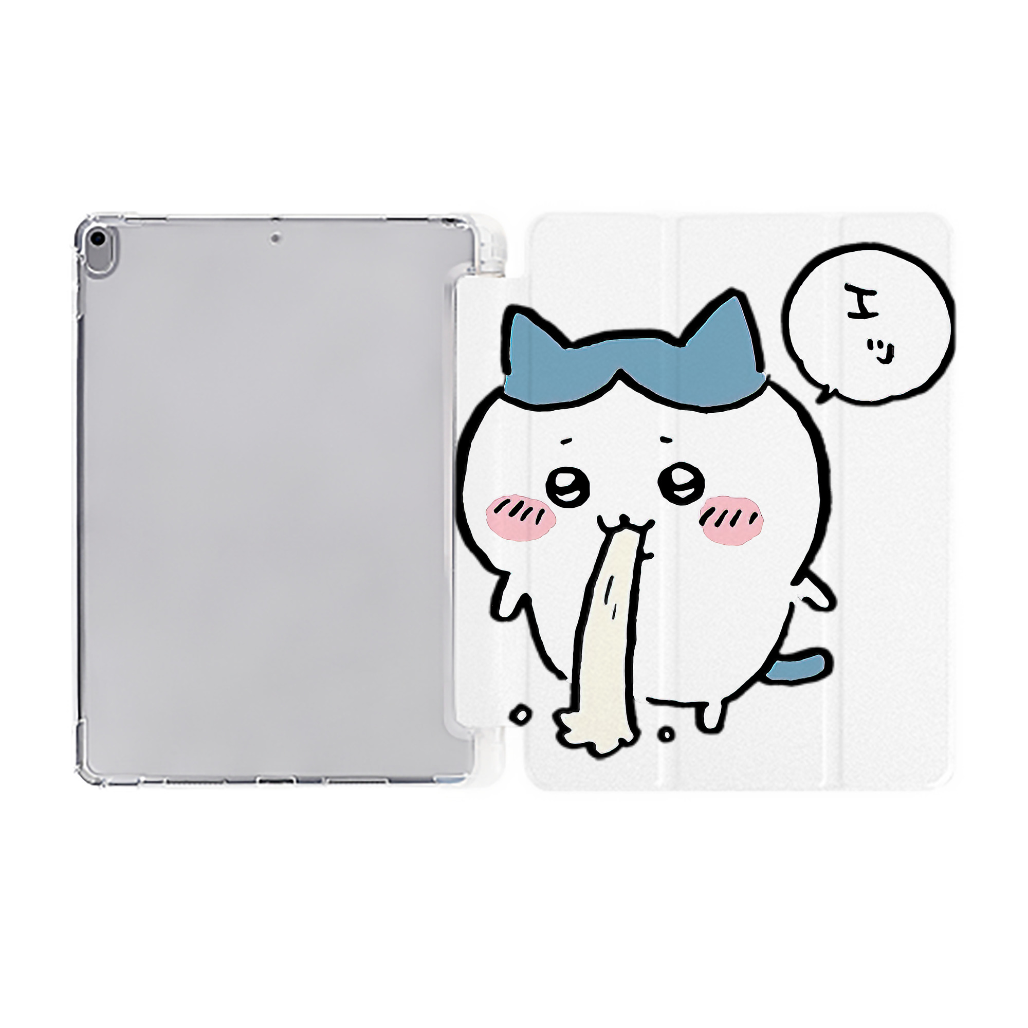 （画像用） ちいかわ ハチワレ Chii-kawa hachiware IPad ケース ペン収納付き 三つ折りスタンド PUレザー×シリコン 対応機種9.5/10.5/10.9インチ
